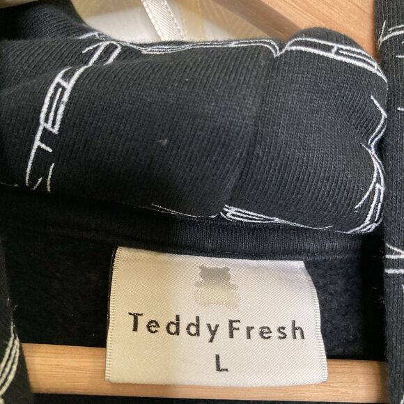 Teddy Fresh Barbed Wire Hoodie Men’s L 2020 Black Sweatshirt All Over Print Logo - Picture 10 of 12